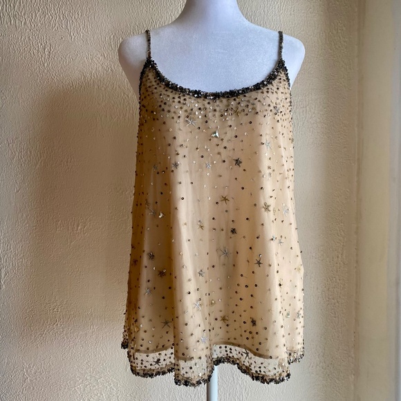 NWT Joie Garlen champagne sequined and embroidered sparkling camisole Size M - Picture 2 of 13